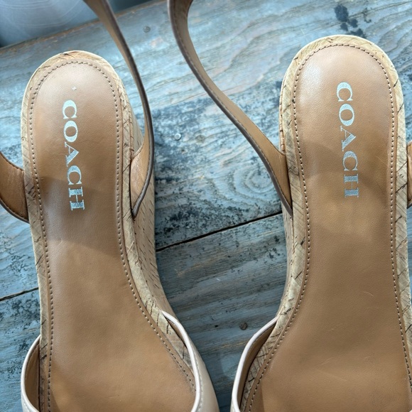 Coach Becka taupe ankle wrap kork wedge sandals | size 9.5 - Picture 8 of 13